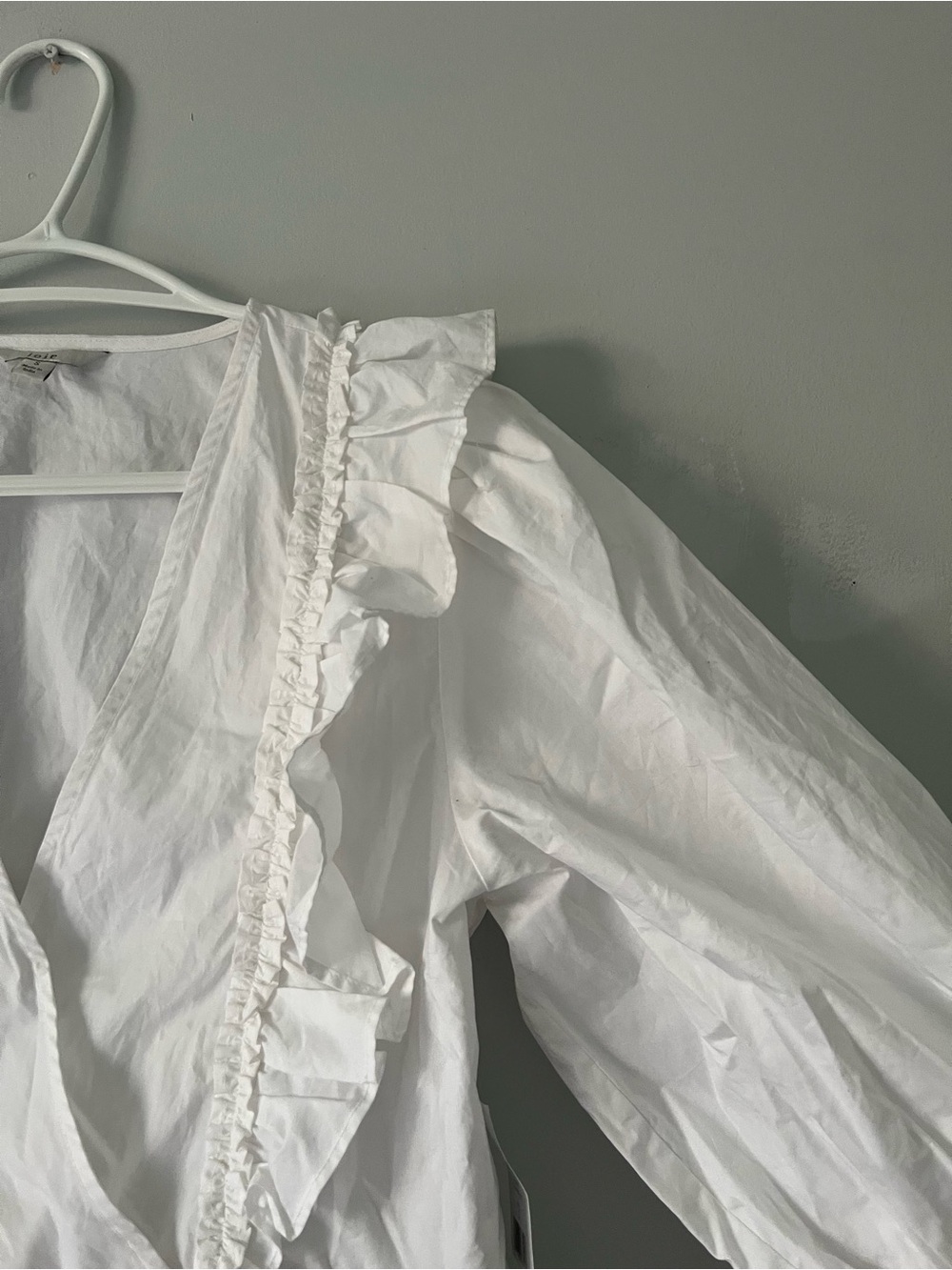 Joie White Ruffle V-Neck Peplum crossover peasant pilgrim doll Blouse - Picture 5 of 12
